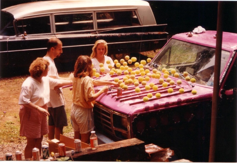 tennis balls and drums